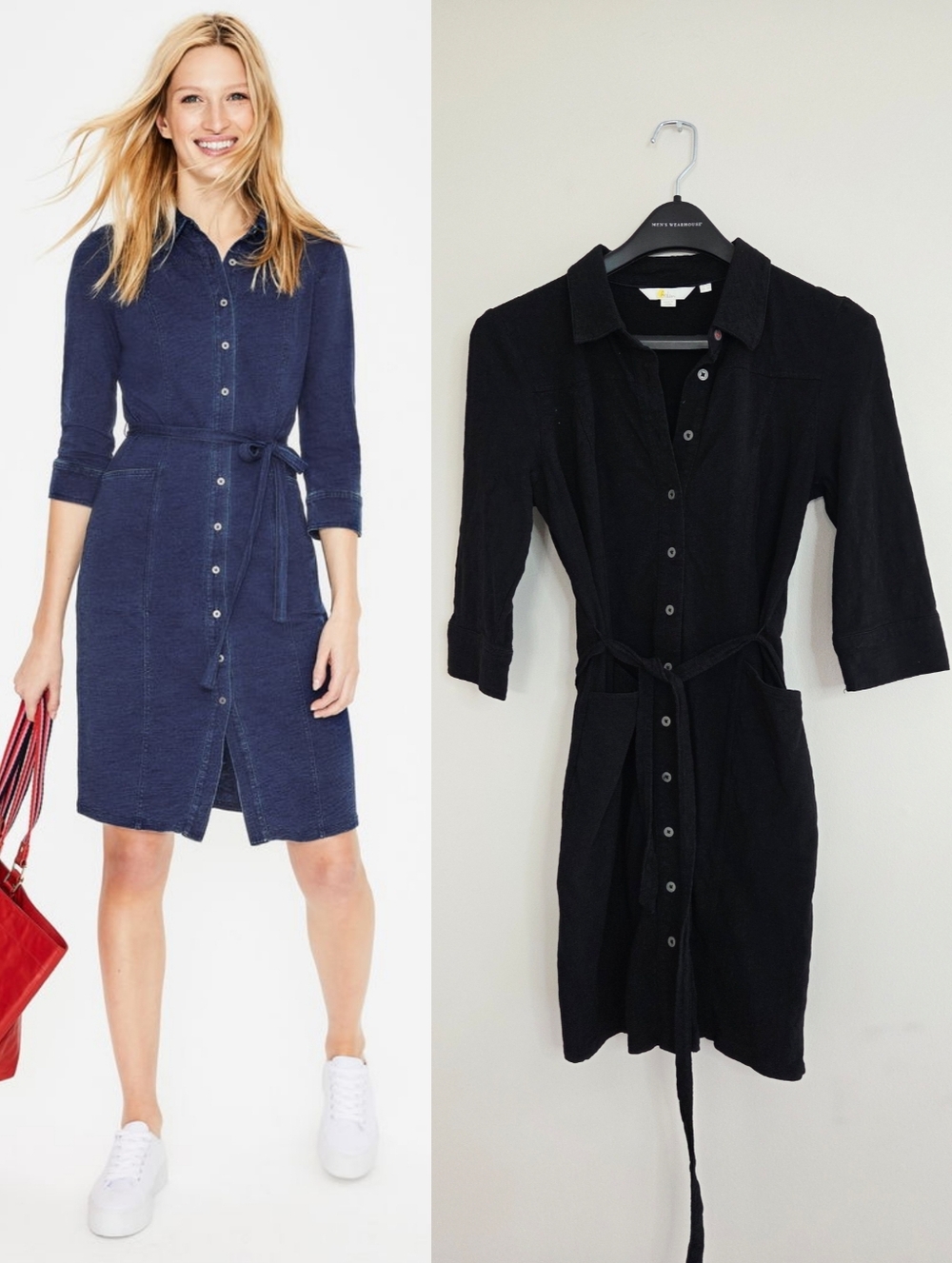 Boden Tara Jersey Shirt Dress Size 6P Black